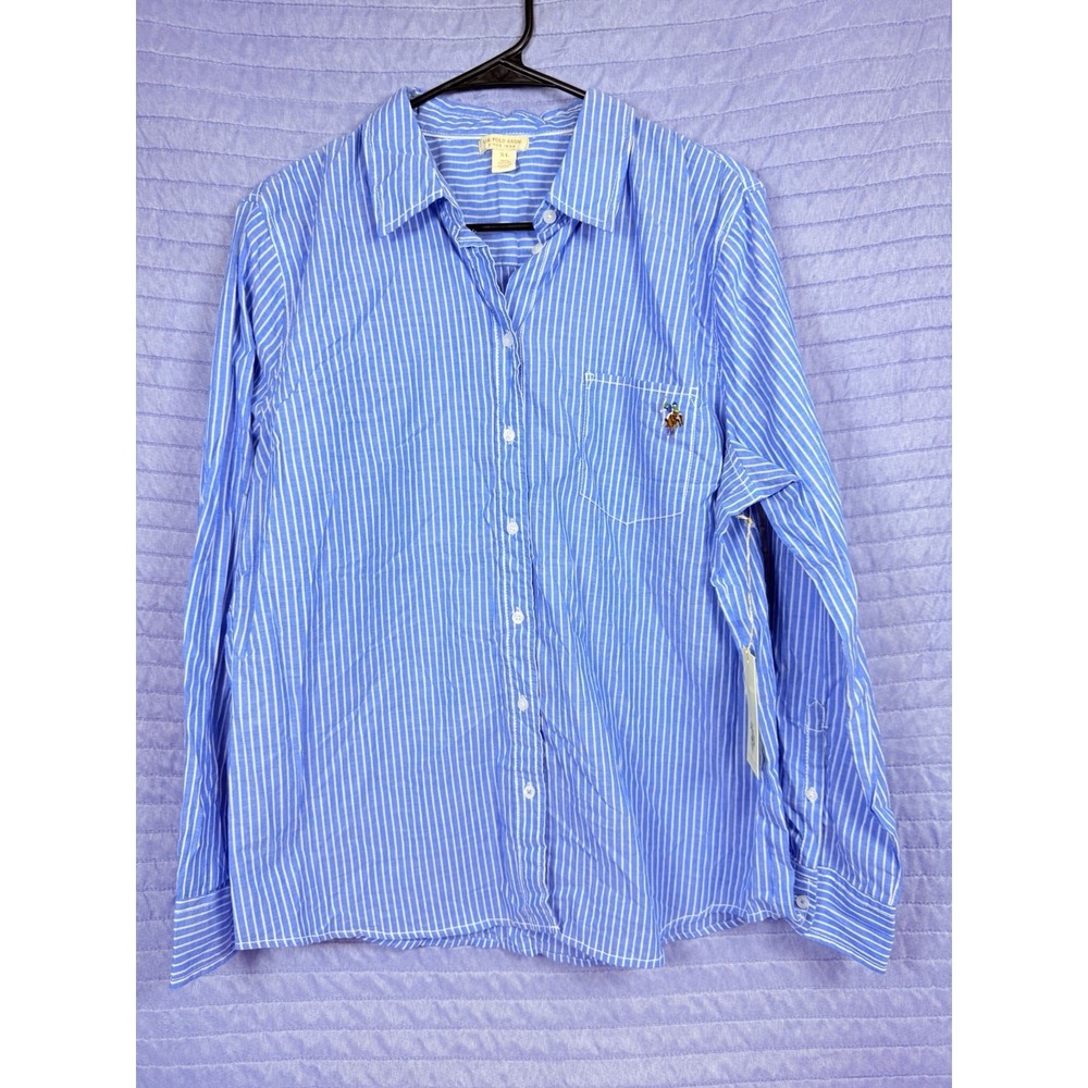 US Polo Assn. Men's Blue and White Pin striped XL Button-down